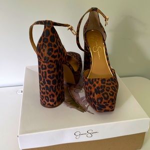 Jessica Simpson platform leopard heels